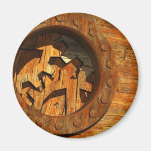 Aimant horloge en bois