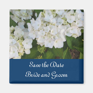 Aimant Hortensias blancs avec bordure marine