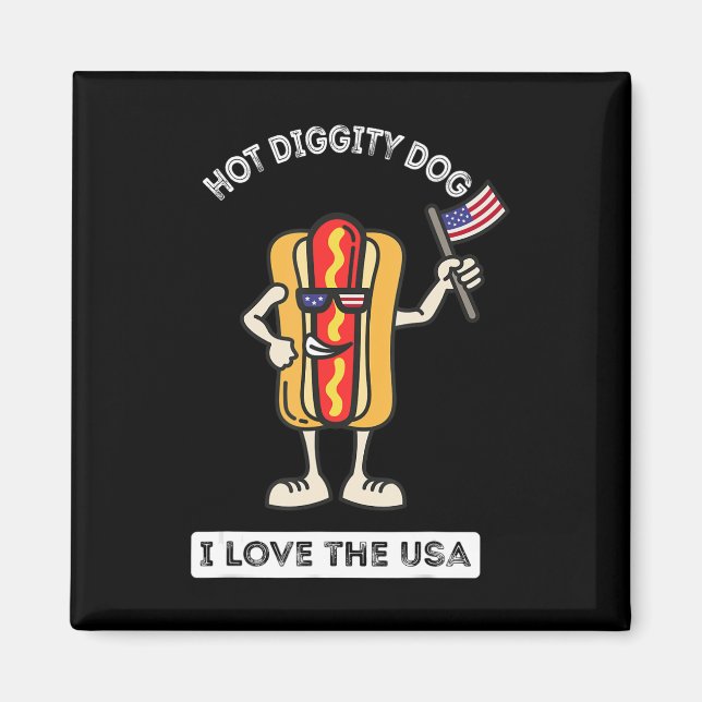 Aimant Hot Diggity Chien Juillet 4 Patriotique Patriotiqu (Devant)