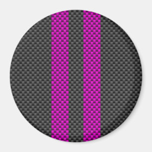 Aimant Hot Fuchsia Pink Racing Stripes Carbon Fiber Style