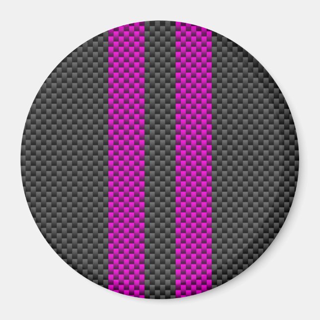 Aimant Hot Fuchsia Pink Racing Stripes Carbon Fiber Style (Devant)
