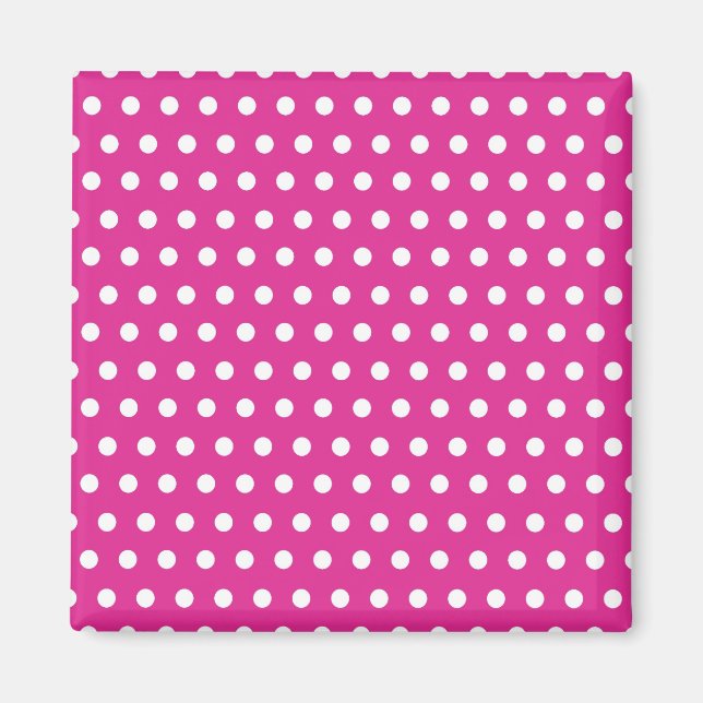 Aimant Hot rose Fuchsia et blanc Pois Motif cadeau (Devant)