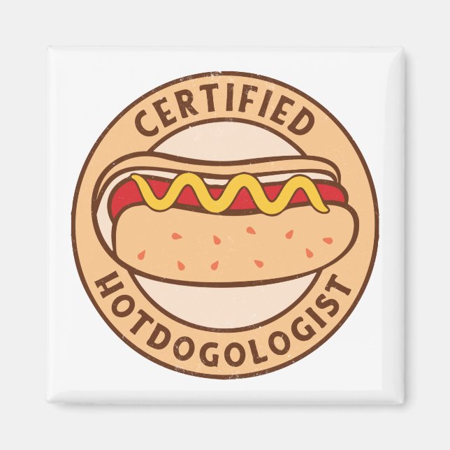 Aimant Hotdogologue certifié Funny Hot Amoureux des chien (Devant)