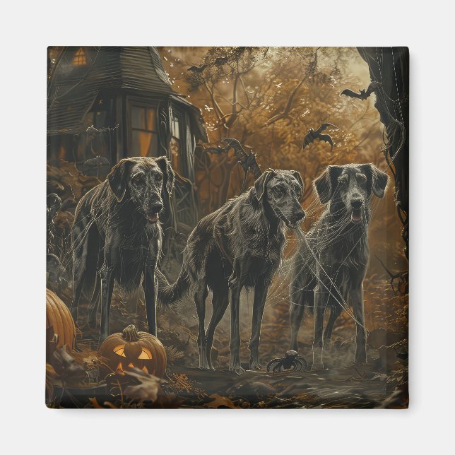 Aimant Hound Afghan Halloween nuit chien délice (Devant)