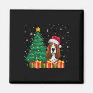 Aimant Hound de pari laid Santa Hat lumières de Noël chie