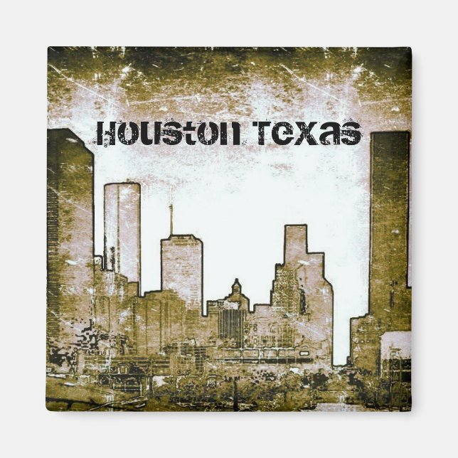 Aimant Houston Texas Skyline Art (aimant) (Devant)