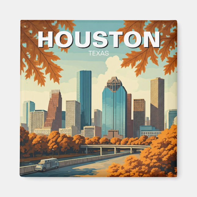 Aimant Houston Texas Skyline Cityscape automne (Devant)