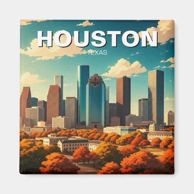 Aimant Houston Texas Skyline Ville chute (Devant)