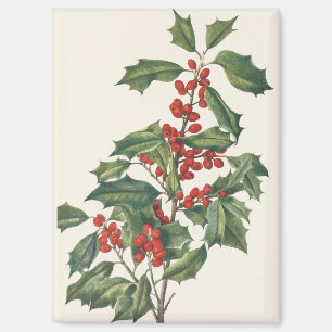 Aimant Houx de Noël Classique avec Baies Rouges Art