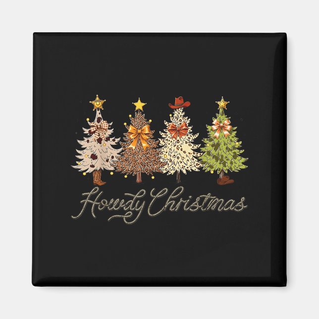 Aimant Howdy Christmas Tree Coquette Bow Western Cowboy C (Devant)