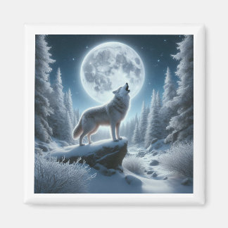 Aimant Howling Wolf In Winter