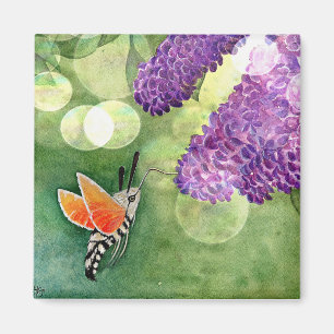 Aimant Hummingbird Hawk Moth and Lilacs