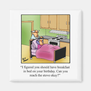 Aimant Humour D'Anniversaire Petit Déjeuner En Bed Magne