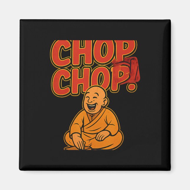 Aimant Humour de boxe Arts martiaux Chop Chop Cartoon Prê (Devant)