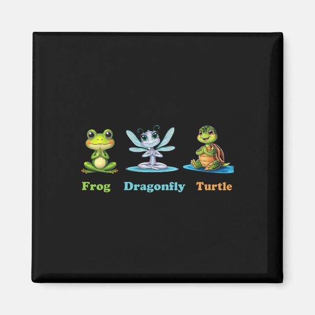 Aimant Humour politique subtil Grenouille libellule Yoga (Devant)