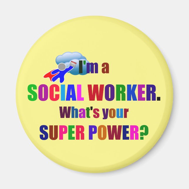 Aimant Humour Superhero travailleur social (Devant)