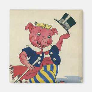 Aimant Humour Vintage, Cochon Heureux qui Danse