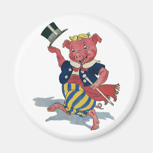 Aimant Humour Vintage, Cochon Heureux qui Danse