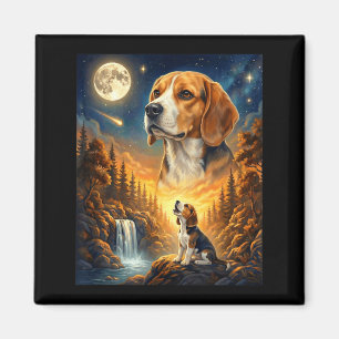 Aimant Hurlement à la lune mème animal chien beagle