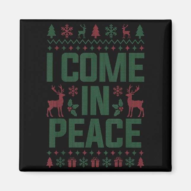 Aimant I Come In Peace Couple Matching Ugly Christmas Swe (Devant)