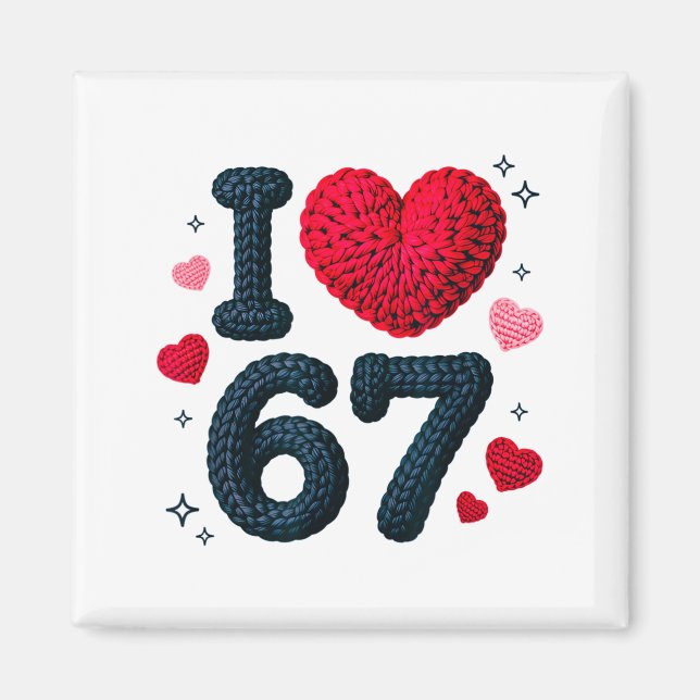 Aimant I Love 67 Cute Cozy 67 Knitted Yarn Pattern 67 Mem (Devant)