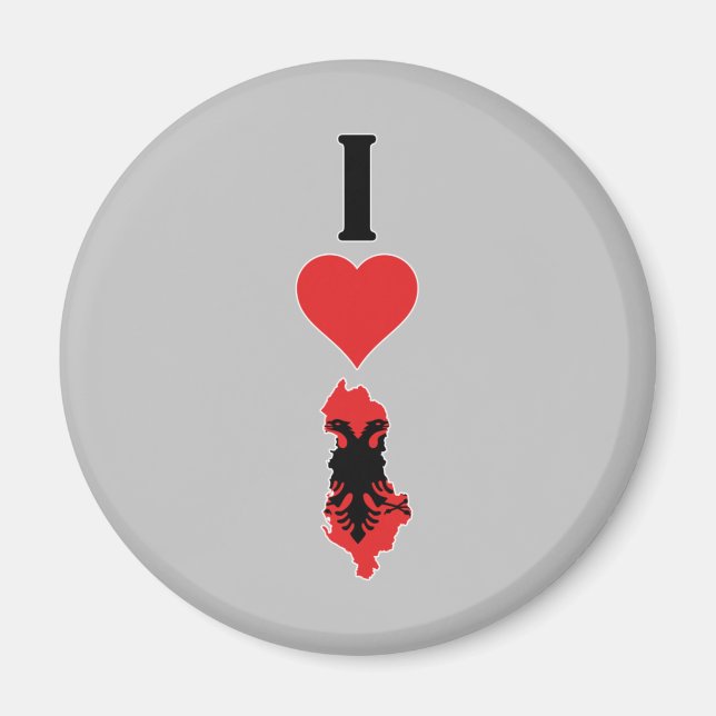 Aimant I Love Albanie Vertical I Heart Albanie Carte du d (Devant)
