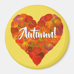 Aimant I Love Autumn, Bold—Red Aspen Leaf Heart 1