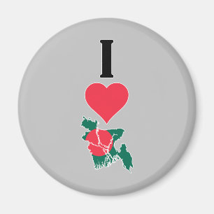 Aimant I Love Bangladesh Vertical Heart Country Carte
