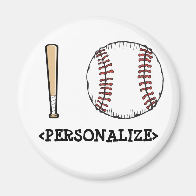 Aimant I Love (Baseball),<PERSONALIZE> (Devant)