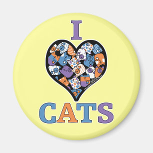 Aimant I Love Cats - Coeur de collage