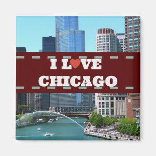 Aimant I Love Chicago Cityscape