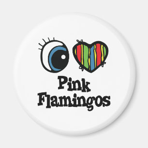 Aimant I Love (Coeur) Flamants roses roses