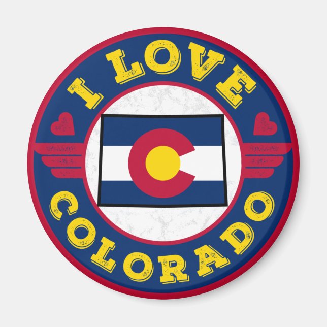 Aimant I Love Colorado State Map and Flag (Devant)