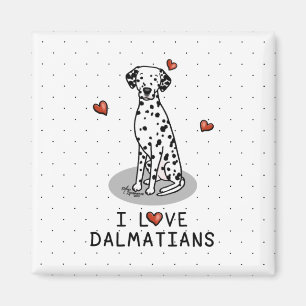 Aimant I Love Dalmatians (noir 1) Coeurs mignons