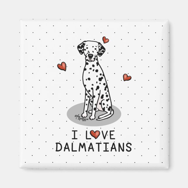 Aimant I Love Dalmatians (noir 1) Coeurs mignons (Devant)