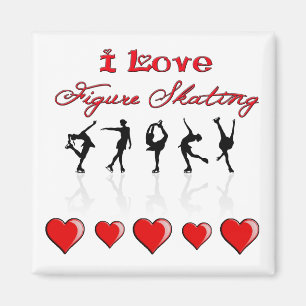Aimant I Love Figure Patinage avec Coeurs et Réflexions