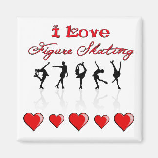 Aimant I Love Figure Patinage avec Coeurs et Réflexions