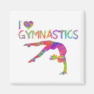 Aimant I Love Gymnastique Tie Dye Chemises Sacs Stickers 
