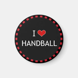 Aimant I Love Handball, cadre rouge