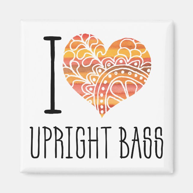 Aimant I Love Hop Bass Orange Mandala Heart (Devant)