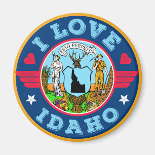 Aimant I Love Idaho State Map and Flag