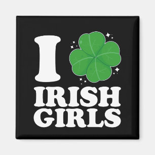 Aimant I Love Irish Girls Shamrock Heart St Patrick's Day