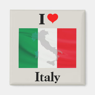 Aimant I Love Italie - Carte du drapeau