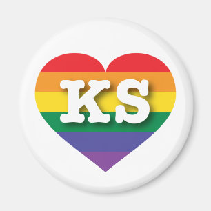 Aimant I Love Kansas Rainbow Heart
