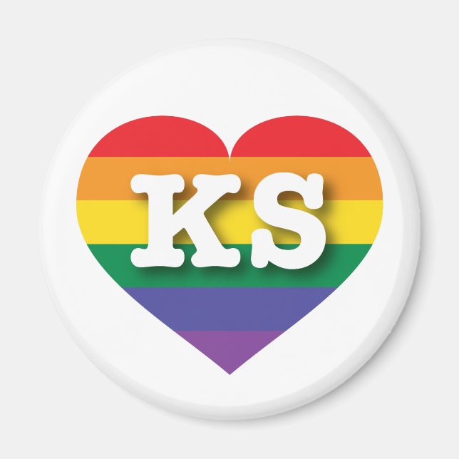 Aimant I Love Kansas Rainbow Heart (Devant)