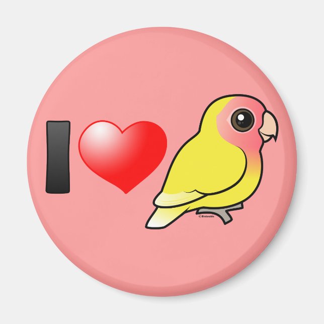 Aimant I Love Lutino Peach Face Lovebirds (Devant)