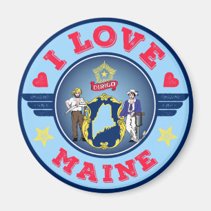 Aimant I Love Maine State Drapeau and Map