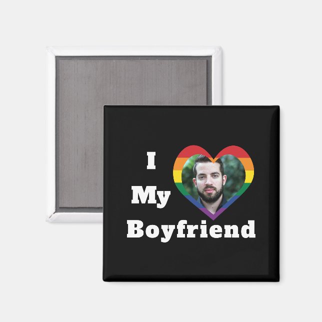 Aimant I Love My Boyfriend Gay pride LGBTQ Photo personna (Recto/Verso)