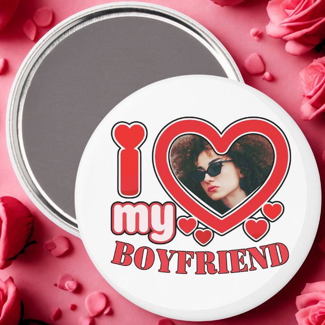 Aimant I Love My Boyfriend Photo personnalisée Coeur (Créateur téléchargé)