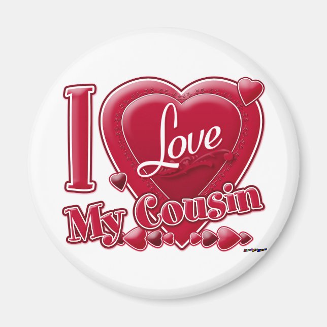 Aimant I Love My Cousin rouge - coeur (Devant)